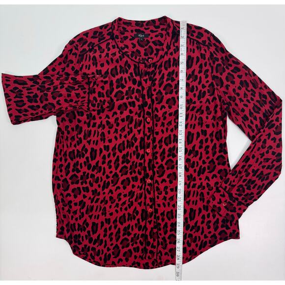 Rails “Lillian” Red Leopard Button Down Blouse Size L - Picture 9 of 13